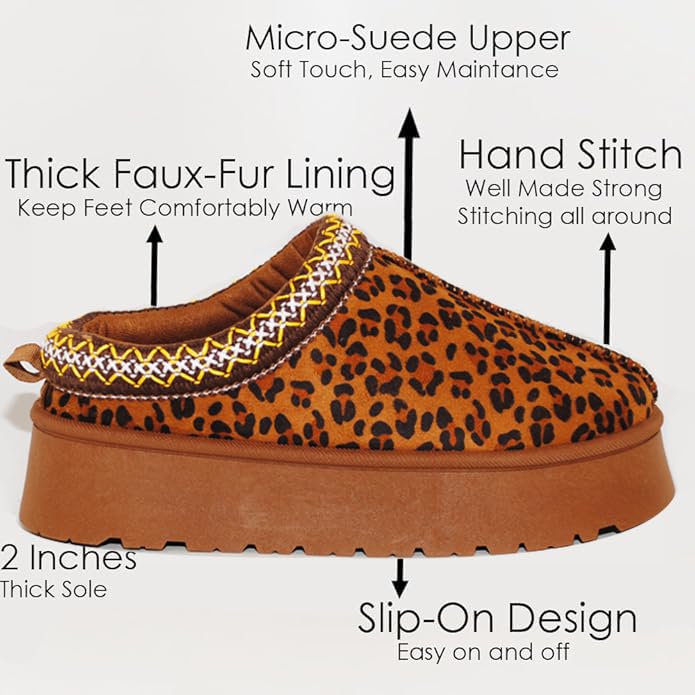 TRENDSUP Women's Platform Slippers, Suede Short Ankle Boots, Fur Fleece Lined, Slip-on, Durable for Indoor and Outdoor, Warm and Fuzzy2