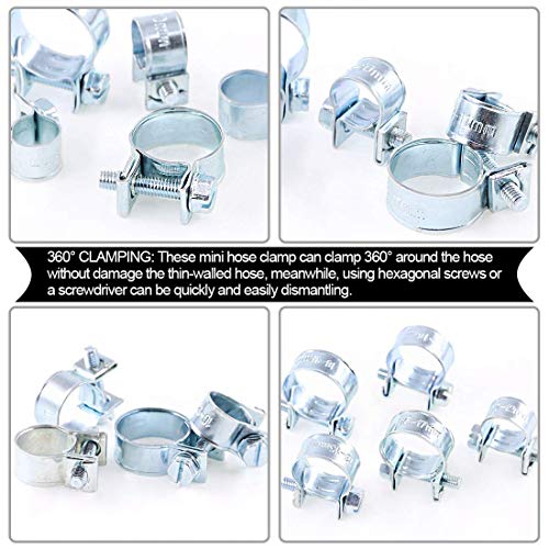 Rustark 92Pcs 7Mm To 18Mm (10 Sizes) Zinc Plated Carbon Steel Mini Fuel Injection Style Hose Clamp Assortment Kit For Diesel Petrol Pipe #TOP3