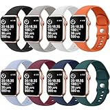 8 Pack Watch Bands Compatible with Apple Watch Band 38mm 40mm 41mm 42mm 44mm 45mm 49mm for Women Men, Soft Silicone Waterproof Sport Strap Replacement Wristbands for iWatch Series 9 8 7 6 5 4 3 2 1 SE/ultra