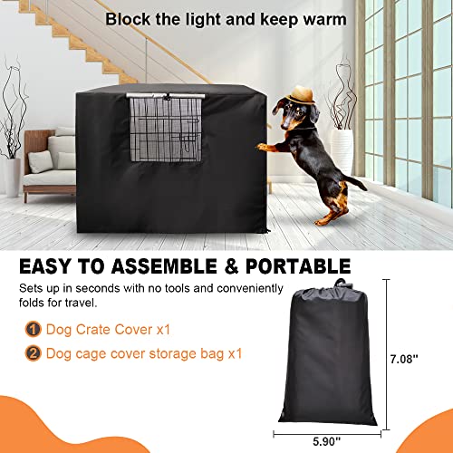 Dog Crate Cover 36 Inches, Dog Kennel Cover For Large Dog, With 2 Door, Pockets And 3 Mesh Windows, Fit For Wire Dog Cage, Heavy Duty 420D Oxford Fabric Durable Waterproof & Windproof Indoor/Outdoor #TOP2