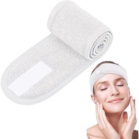 Spa Facial Headband Adjustable Skincare Hair Band Stretch Towel for Washing Face Bath Sport Yoga (White) Cover