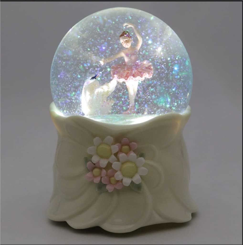 Spieluhr Musikspieluhr Princess Ballet Girl Music Box mit bunten Lichtern und rotierenden Self-Jet-Pailletten, Kristallkugel für Mädchen Musik Einschlafhilfe