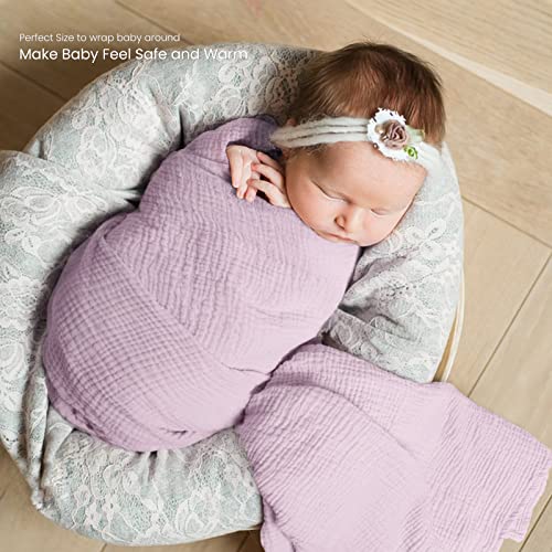 Image of lulumoon Muslin Swaddle Blanket Baby - Cotton Swaddling Blanket Soft Baby Receiving Blankets Neutral 2Pack(Purple)