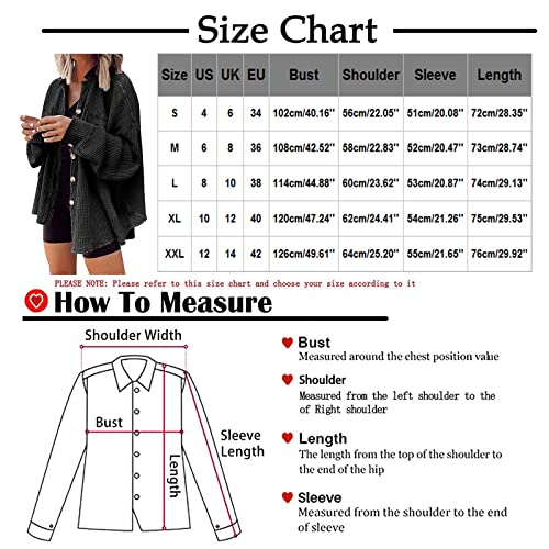 2022 Jackets For Women, Oversized Button Down Long Sleeve Shirts Waffle Knit Tops Fashion Blouses Dressy Business Casual Ladies Plus Size Loose Fit Corduroy Shacket With Pockets(A Beige,Xx-Large) #TOP2