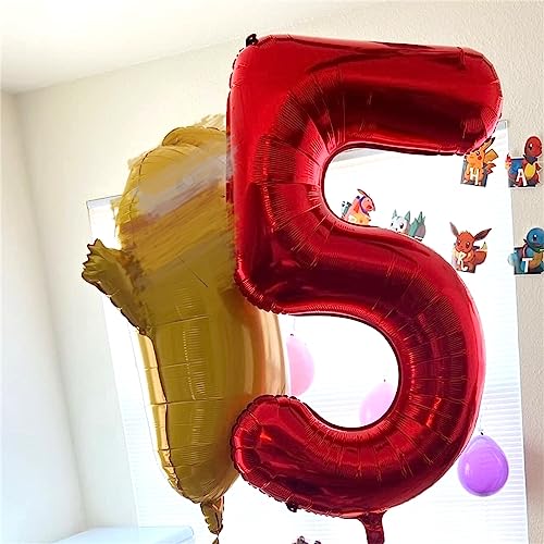 Image of 40 Inch Red Number Balloons, Giant Foil Number 5 Balloons for Girls Boys 5th Birthday, 0-9 Set Balloon for Women Men 25th Birtyday Party Decoration Christmas Anniversary Graduation Decoration Supplies