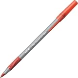 BIC® Round Stic Grip™ Xtra-Comfort Ballpoint Pens, Medium Point, 1.2 mm, Gray Barrel, Red Ink, Pack Of 12 – view 3