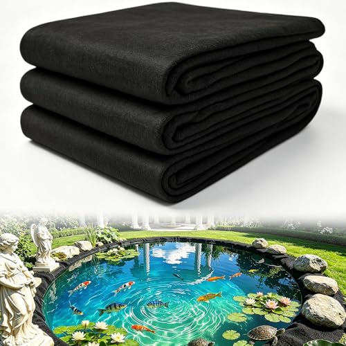 Convivium 7.5 oz Pond Liner Underlayment Padding Nonwoven Needle-Punched Polyester Geotextile Fabric w/10 U-Pins Staples for HDPE/EPDM/PVC/RPE Liners Fish & Koi Ponds (7ft. x 10ft.)