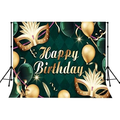 LYLYCTY 7x5ft Mardi Gras Backdrop, Vintage Onyx Green Mask Party Masquerade Background Banner, Dessert Table Decoration Adult Photo Booth Photography Props RBJLSLY61 Cover