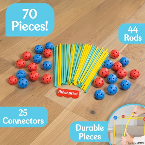 Fisher-Price™ Create Your Way Fort Builder – 70 Piece Fort Building Kit for Kids, Build Your Own Indoor Fort, Construction Set with Rods and Connectors, DIY Play Space for Kids - image 3