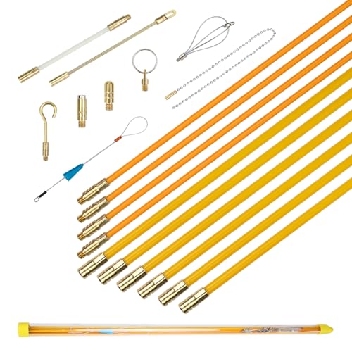 Jeu de baguettes tire-fils 10m avec accessoires,Tire fil électriques 100cm x 10 pièces,Kit d’installation pour câble, Nylon