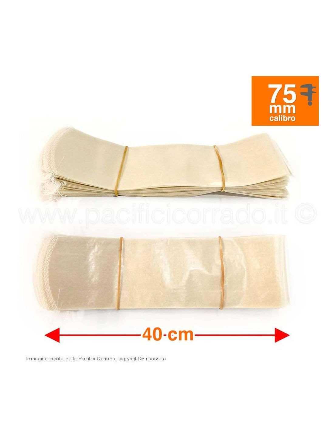 10 pz di involucro Fibrous Cucito per Cotechino Insaccare Salumi, Salsicce Non Edibile (75/400)