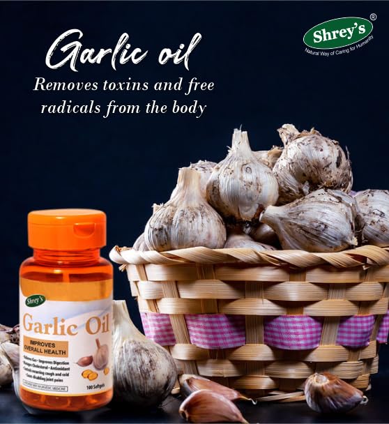 Shrey's Garlic Oil Capsules for Cardiovascular Support, Improves Digestion & Overall Health Support - 100 Capsules (Pack of 3) 3