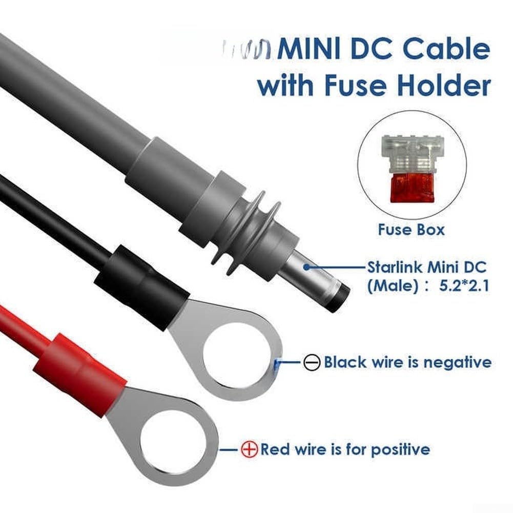 Para cable alargador Starlink de 10 m CC con fusible