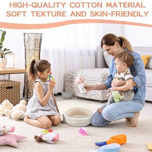 Miniatura 5 de Jerhyun 2 Piezas Cestas De Almacenamiento Trenzadas Con Cuerda De Algodón, Cesta Trenzada Algodón Para Decoración Y El Almacenamiento En Dormitorios, Salones Y Oficinas Blanco