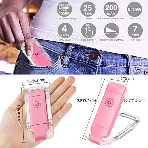 Image of LUXSWAY USB Rechargeable Book Light for Reading,Small Book Reading Light in Bed,Clip On Bookmark Kids Light for Bed,Brightness Adjustable for Eye Care,2 4000K and 2 1550K LEDs for Bookworms