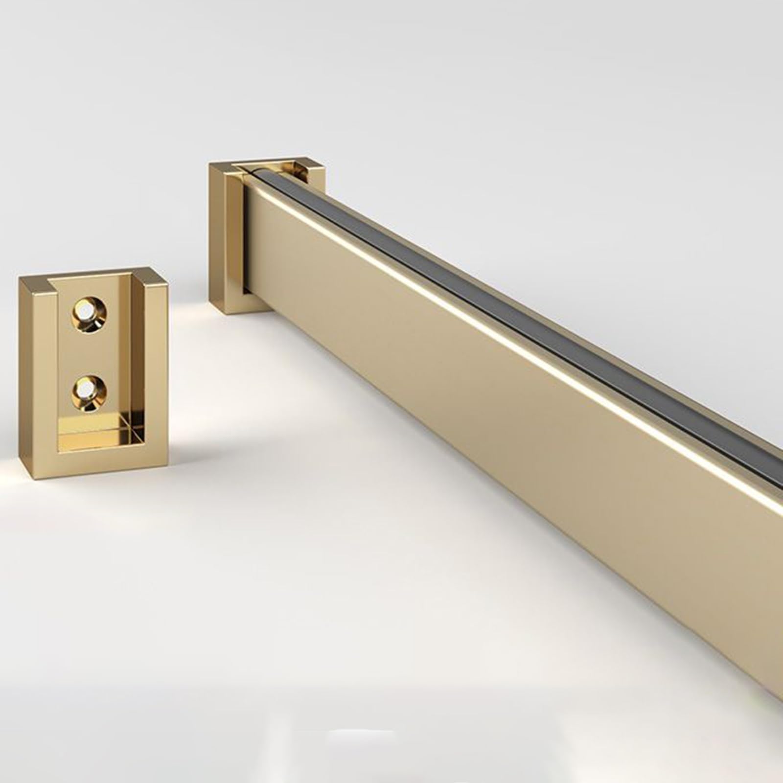 WDJBPSH Heavy Duty Closet Rod Brackets, 18-63 Inch Long Detachable Hanging Clothes Rod with Mute Anti-Slip Strip, Wardrobe/Shoe Cabinet/Laundry Garment Bar Bracket (Color : Gold, Size : 39in/99cm)