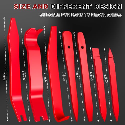 Image of EldHus 22Pcs Car Trim Removal Tool Kit, Panel Clip Plier Pick Hook Set, Red