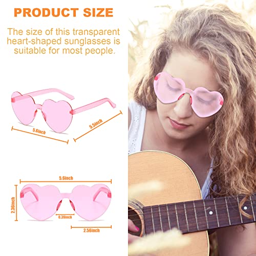 REHALY Valentine's Day Gifts - 16pcs Heart Shaped Rimless Sunglasses in Colorful Pink and Blue4
