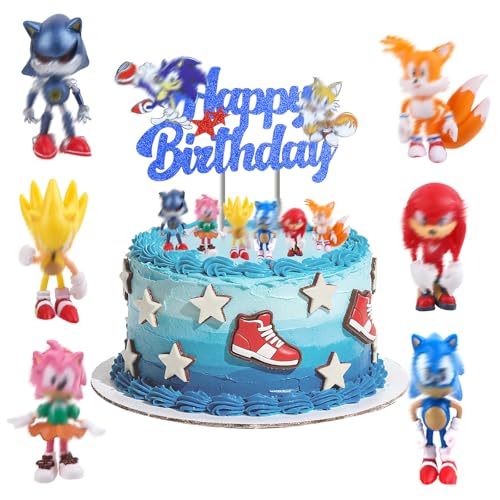 7Pcs Soni Cake Topper Soni Figures Cake Decoration Cartoon Theme Birthday Decorations For Kids