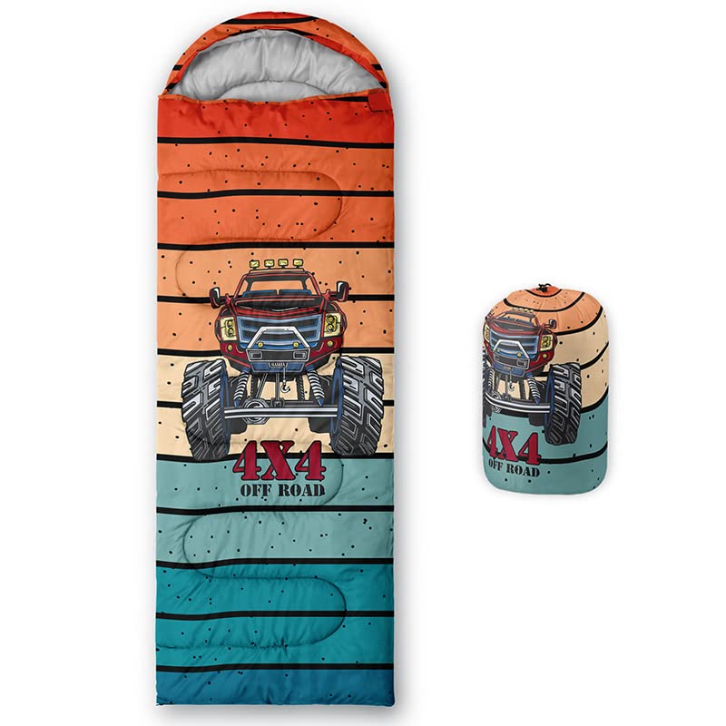 HOSIMA Sleeping Bags for Boys Girls Kids,Cartoon Buggy Printed Lightweight Warm Portable Outdoor Indoor Waterproof Cold Resistant Sleeping Bag for Camping Hiking (Buggy2)