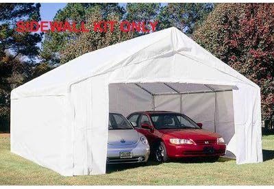 King Canopy 18ft x 20ft Canopy Enclosure Sidewall Kit w/Flaps, 2 Solid Sides, 2 Zippered Ends, 50 Ball Bungees, 180 GSM polyethylene, Fits 17ft 9in x 20ft Frames, Frame and Cover not Included, White