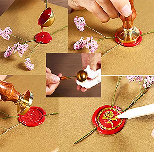 YGHM Made with Love Script Wax Seal Stamp Elegangt Natural Rosewood Handle Sealing Wax Stamp Kit Gift Wine Package Wedding Invitations Card Envelope Letters Seal Stamp