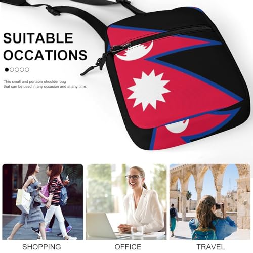 Flag of Nepal Nepali Nepalese Women's Cute Small Mini Crossbody Bag Top Zip Sling Square Shoulder Bags4