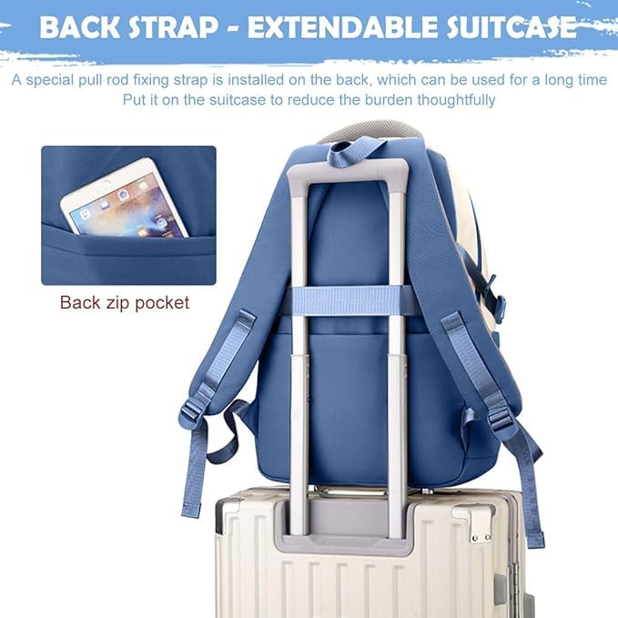 Image of Backpack Bag for Women with Matching Zipper Pouch, 18.1 Inch College Laptop Backpack, Multi-Compartment Bookbag for School, Office, Travel, Camping & Everyday Carry, White & Maroon