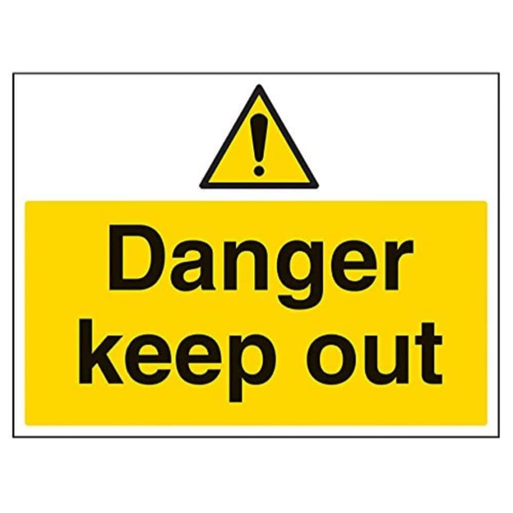 V Safety Danger Keep Out Warning Sign - 400mm x 300mm - 1mm Rigid Plastic