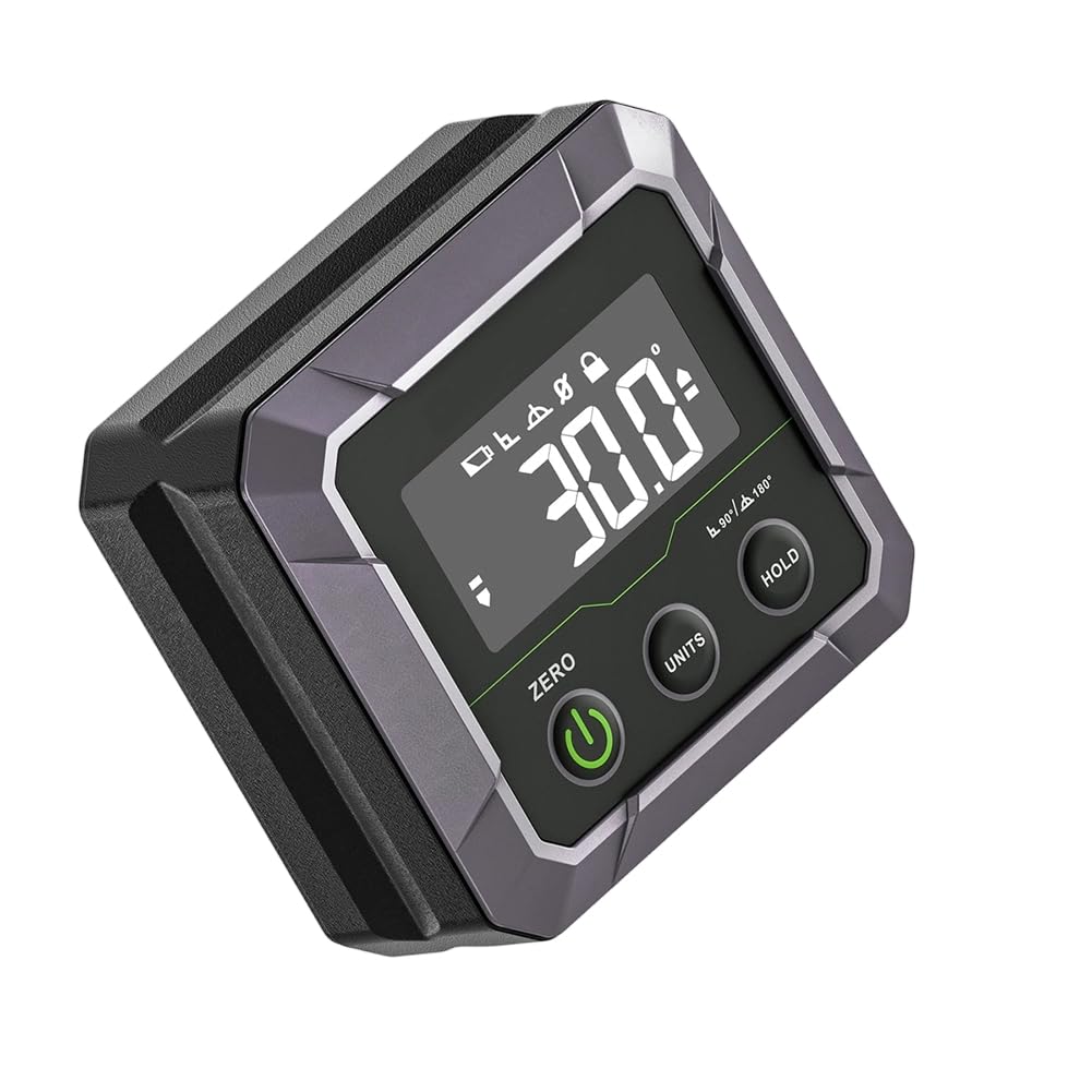 Aundhegrtt As Shown Magnetic Base,360° Flip Digital Angle Finder Gauge, Compact Level Tool With Calibration,± 0.1° High Accuracy Inclinometer