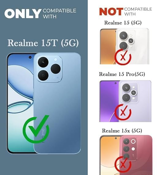 Image of Jkobi Lifetime Anti-Yellow MagSafe Compatible Clear Back Cover Case for Realme 15T | Realme Narzo 90 (Sleek Hard Crystal | Shockproof and Camera Protection)