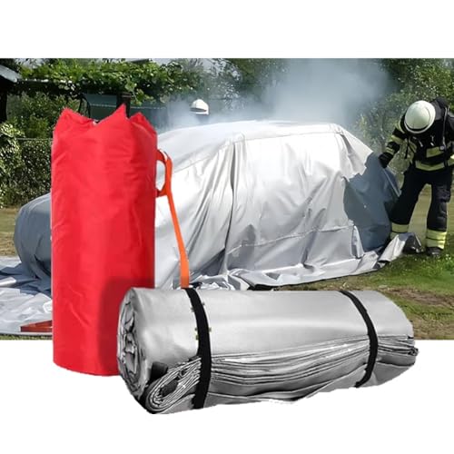 Manta contra incendios para emergencias, fibra de vidrio ignífuga, equipo de seguridad esencial para extinción de incendios en coches y vehículos, 4 x 6 m