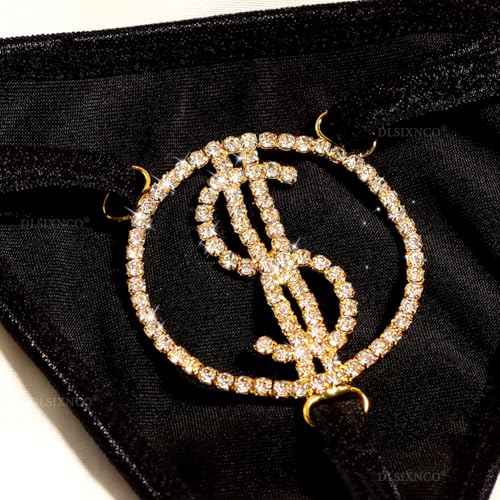 Image of Chain Thong Underwear for Women, Adjustable Rhinestone Panties