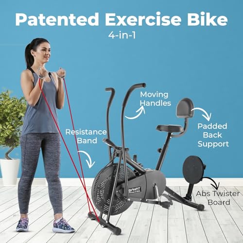 Image of BIONFIT Patented Design Exercise Cycle for Home, Men & Women Fitness | Gym Cycle with Attached Resistance Band | Max User Weight: 120 Kg | For Free Installation, Contact Bionfit Customer Care