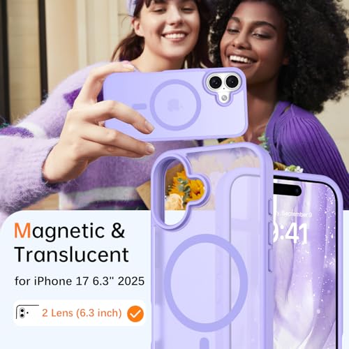 Image of BENTOBEN Magnetic for iPhone 17 Case 6.3 inch 2025, [Compatible with Magsafe] Cute Slim Matte Military Shockproof Drop Protective Bumper Girl Women Men Boy Phone Cover for iPhone 17, Lavender Purple