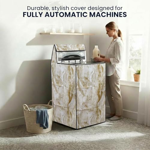Image of Star Weaves Top Load Fully Automatic Washing Machine Cover for 6 kg, 6.5 kg, 7kg & 7.5 kg (Printed) | Waterproof & Dustproof Polyester Fabric with Zipper | Protection Cover | 59 x 59 x 86 cm