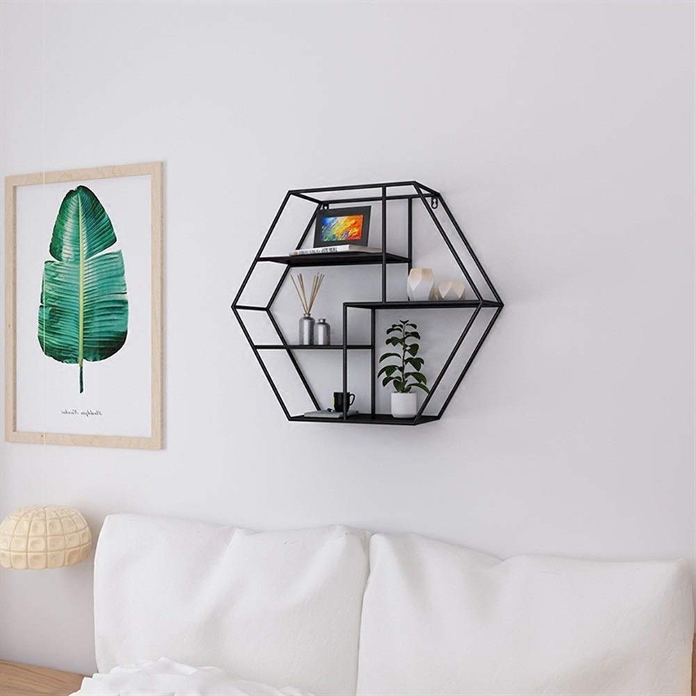 Étagères Hexagonales Flottantes En Bois, Support De