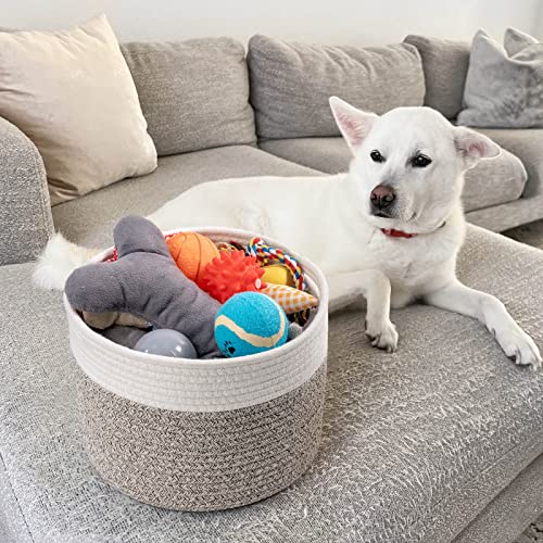 TIMEYARD Korb Aufbewahrung, Wäschekorb Kinder, Klein Korb für Geschenke, Regal, Baby Spielzeug Aufbewahrungskörbe, Körbe Geflochten, 24x18cm, Braun & Weiß