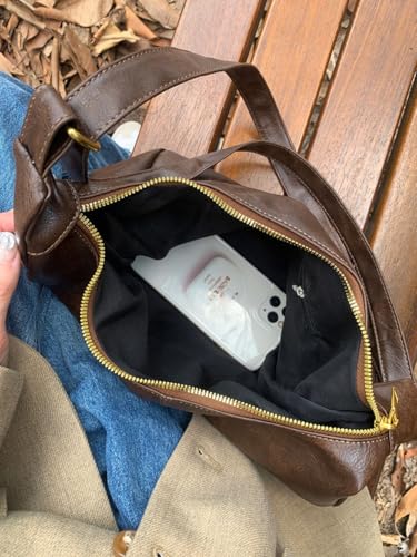 Women's Slouchy Shoulder Bag PU Leather Bag with Adjustable Strap, Vintage Style Large Capacity Handbag Everyday Purse3