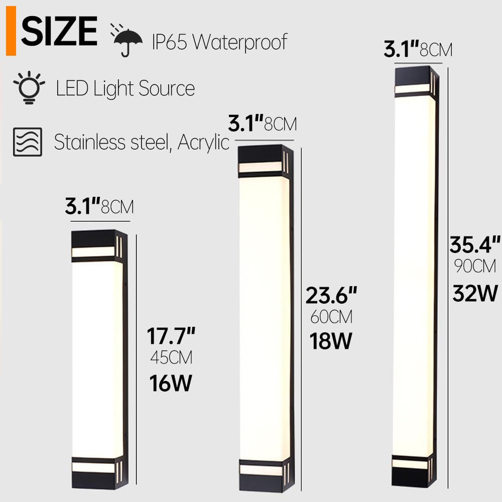Quadratische Außenwandleuchte aus weißem Acryl, moderne LED-Veranda-Beleuchtung, IP65 wasserdichte Außenleuchte, Veranda-Beleuchtung für den Außenbereich mit Edelstahlleuchten
