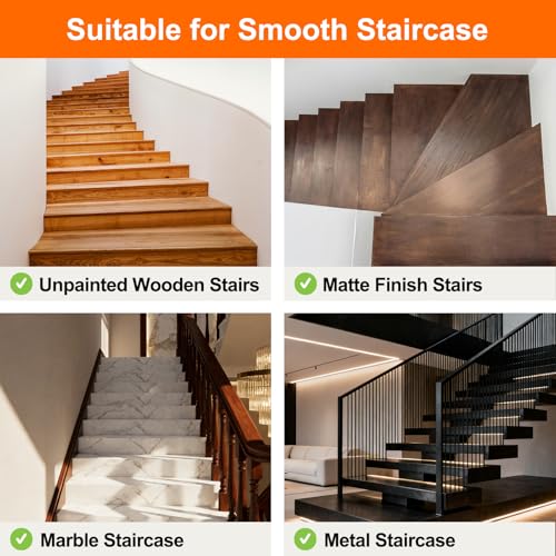 Spurtar Treppenstufen Matten Antirutsch Treppe, Transparent Treppenteppich Selbstklebend Stufenmatten innen 15 Stück für Holzstufen Boden Antirutschmatte Klebeband Pads, 10 x 60 cm