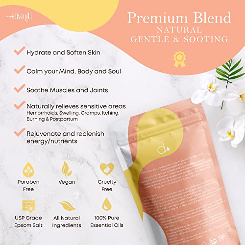 Sitz Bath Salt - Use W/Sitz Bath For Hemorrhoids & Postpartum Sitz Bath Herbs Care Essentials - Sitz Bath Soak - Made In Usa 100% Organic Epsom Salt Bulk 10Oz Diviniti #TOP1