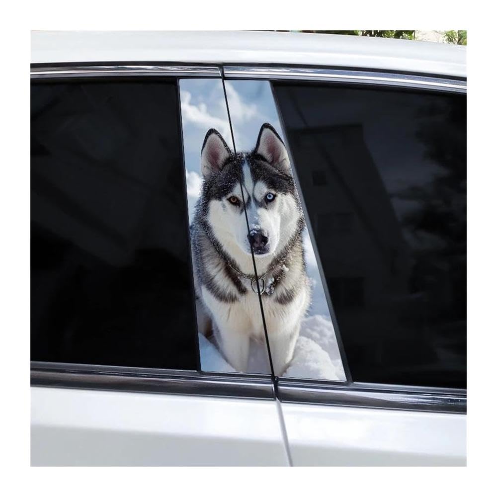 Decorative Items 2pcs Dobermann Shepherd Dog DIY Car Door Pillar Vinyl Decal Covering Scratched(E)