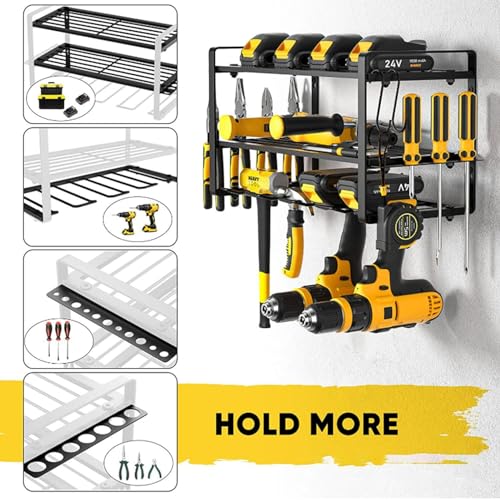 Porte-outils mural et support pour perceuse sans fil en acier - 5