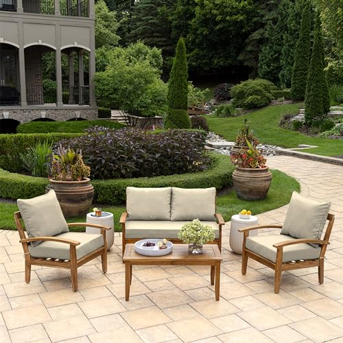 Image of Arden Outdoor Loveseat Cushion Set, 48 x 24, Water Repellent, Fade Resistant, Cushion Set for Couch, Bench, and Swing, Tan Leala