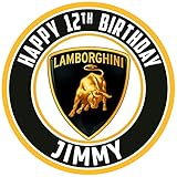 Cakecery Lamborghini Edible Cake Topper Image Personalized Birthday Sheet Party Decoration Round