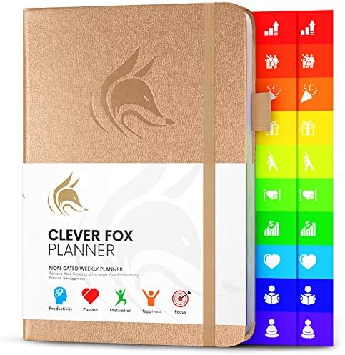 Clever Fox Planner - Weekly & Monthly Planner to Increase Productivity, Time Management and Hit Your Goals - Organizer, Gratitude Journal - Undated, Start Anytime, A5, Lasts 1 Year, Black (Weekly)