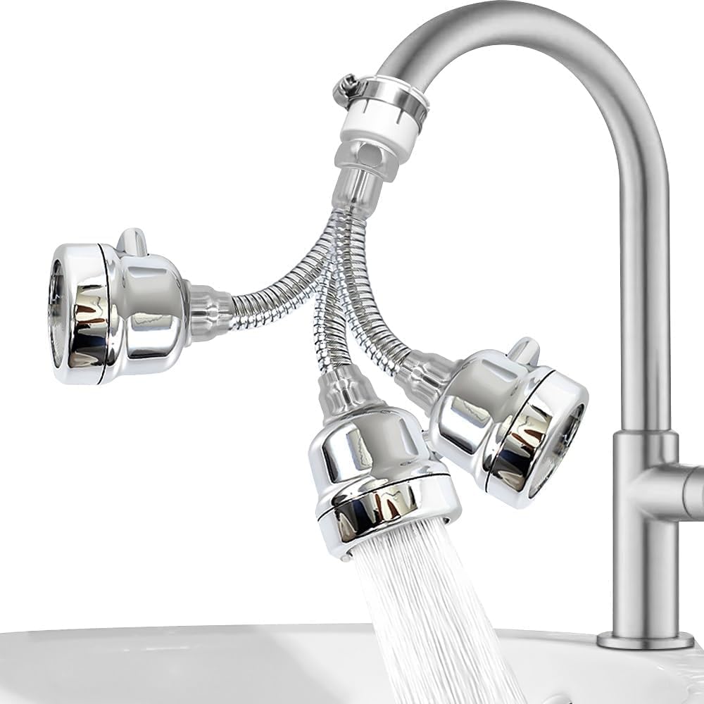 360° Rotatable Anti-Splash Faucet Extender Kitchen Sink Tap Spray Head, Kitchen Tap Pull Out Spray Shower with 2 Water Outlet Modes-image-37