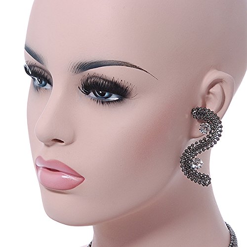 Juego de collar de malla con cristales y pendientes de bronce de 40 cm 4
