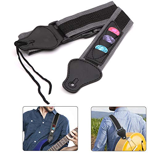 HUIOP Sangle d’épaule basse pour guitare électrique/acoustique réglable avec 3 supports de choix de guitare,ceinture en nylon tressé,extrémités en cuir PU + 3pcs,choix en celluloïd,épaule de gui - Les Beatles, Paul McCartney, John Lennon, RIngo Starr, George Harrison HUIOP Sangle d'épaule basse pour guitare électrique/acoustique réglable avec 3 supports de choix de guitare,ceinture en nylon tressé,extrémités en cuir PU + 3pcs,choix en celluloïd,épaule de gui – Image 7